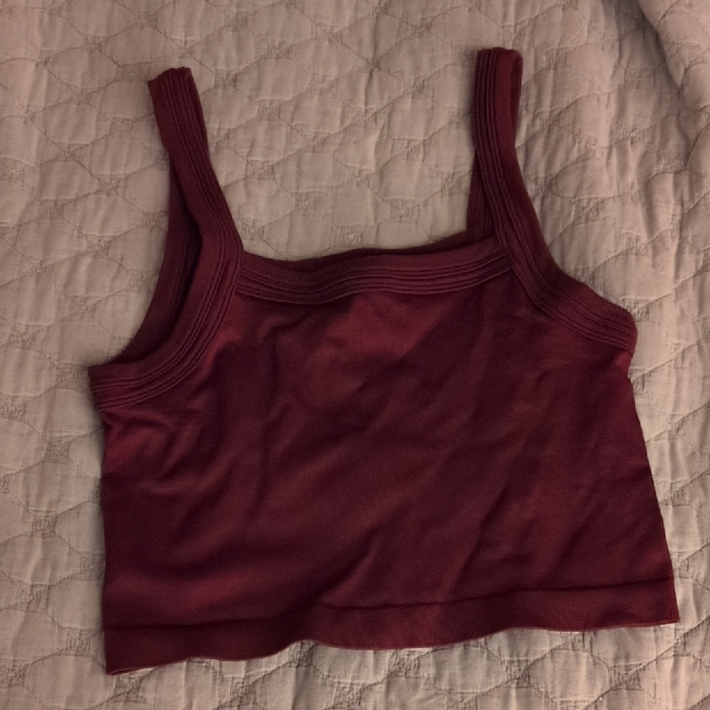 Urban Outfitters Red Sleeveless Fitted Crop Tank Top
